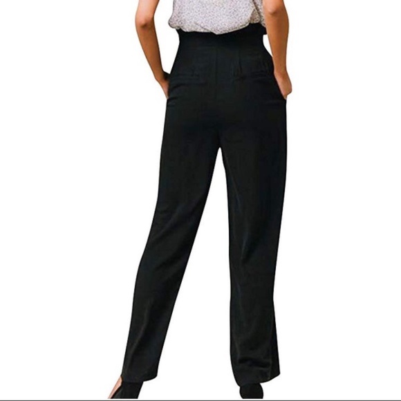 Black Paper Bag Trousers - Picture 3 of 7